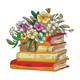 Floral Books Stack Embroidery Design, Instant Download