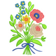 Floral Bouquet with Ribbon Embroidery Design, Instant Download