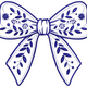 Floral Bow Embroidery Design, Blue Botanical Bow Machine Embroidery Pattern, Instant Download