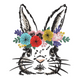 Floral Bunny Face Embroidery Design, Easter Pattern, Instant Download