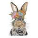 Floral Bunny Portrait Embroidery Design, Instant Download