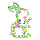 Floral Bunny Silhouette Embroidery Design, Easter Machine Embroidery Pattern, Instant Download