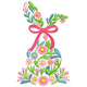 Floral Bunny with Ribbon Embroidery Design, Instant Download