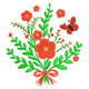 Floral Butterfly Bouquet Embroidery Design, Garden Flower Machine Embroidery Pattern, Instant Download