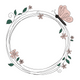 Floral Butterfly Circle Frame Embroidery Design, Instant Download