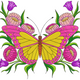 Floral Butterfly Embroidery Design V2, Instant Download