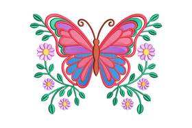 Beautiful Floral Butterfly Embroidery Design, Machine Embroidery Pattern, Instant Download