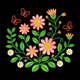 Floral Butterfly Garden Embroidery Design, Machine Embroidery Pattern, Instant Download