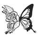 Floral Butterfly Line Art Embroidery Design, Instant Download