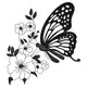 Floral Butterfly Outline Embroidery Design, Instant Download