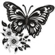 Floral Butterfly Silhouette Embroidery Design V2, Instant Download