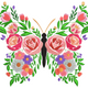 Floral Butterfly Silhouette Embroidery Design, Instant Download