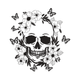 Floral Butterfly Skull Embroidery Design, Instant Download