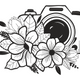 Floral Camera Embroidery Design, Instant Download