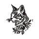 Floral Cat Embroidery Design, Instant Download