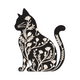 Floral Cat Silhouette Embroidery Design, Instant Download