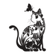 Floral Cat Silhouette Embroidery Design V2, Instant Download
