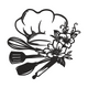 Floral Chef Hat with Kitchen Tools Embroidery Design, Instant Download
