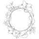 Floral Circle Frame Embroidery Design, Instant Download