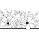 Floral Cluster Outline Border Embroidery Design, Instant Download
