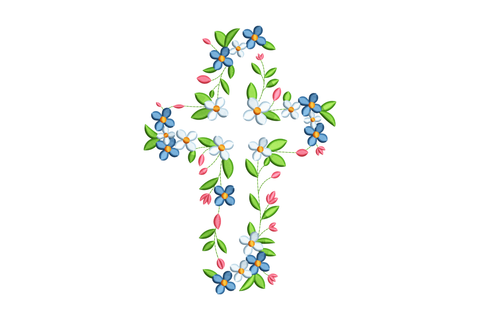 Floral design with colorful flowers and leaves on a white background