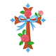 Floral Cross with Blue Ribbon Embroidery Design, Machine Embroidery Pattern, Instant Download