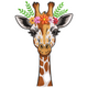 Floral Crown Giraffe Embroidery Design, Instant Download
