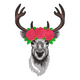 Floral Deer Head Embroidery Design, Boho Antler Machine Embroidery Pattern, Instant Download