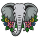 Floral Elephant Embroidery Design, Machine Embroidery Pattern, Instant Download