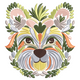 Floral Folk Art Dog Face Embroidery Design, Instant Download
