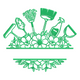 Floral Gardening Tools Border Embroidery Design, Instant Download