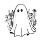 Floral Ghost Halloween Embroidery Design, Instant Download