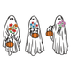 Floral Ghost Trio Pumpkin Halloween Embroidery Design, Machine Embroidery Pattern, Instant Download