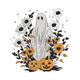 Floral Ghost with Pumpkins Halloween Embroidery Design, Machine Embroidery Pattern, Instant Download