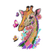 Floral Giraffe Embroidery Design, Animal Machine Embroidery Pattern, Instant Download