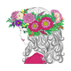 Floral Girl Silhouette Embroidery Design, Instant Download