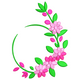 Floral Half Wreath Frame Embroidery Design, Instant Download