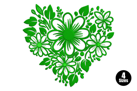 Dark green floral bouquet shaped as a heart, roses peonies and trailing greenery with stems at the base.