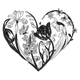 Floral Heart Line Art Embroidery Design, Instant Download