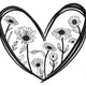 Floral Heart Outline Embroidery Design, Botanical Heart Machine Embroidery Pattern, Instant Download