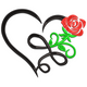 Floral Heart with Rose Embroidery Design, Botanical Machine Embroidery, Instant Download