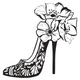 Floral High Heel Embroidery Design, Instant Download