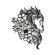 Floral Horse Embroidery Design, Instant Download