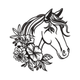 Floral Horse Head Embroidery Design V2, Instant Download