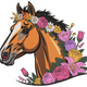 Floral Horse Head Embroidery Design, Instant Download