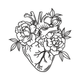Floral Human Heart Line Art Embroidery Design, Instant Download