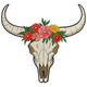 Floral Longhorn Skull Embroidery Design, Instant Download