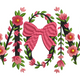 Floral MOM with Bow Embroidery Design, Instant Download