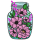 Floral Mason Jar Embroidery Design V2, Instant Download
