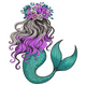 Floral Mermaid Embroidery Design, Fantasy Mermaid Machine Embroidery Pattern, Instant Download